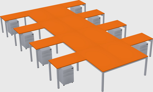 Shared l-shaped desk
