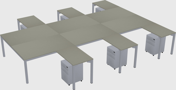 Shared l-shaped desk