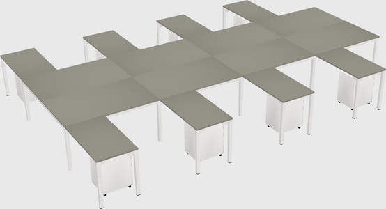 Shared l-shaped desk