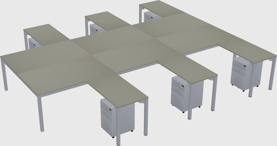 Shared l-shaped desk