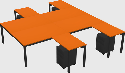 Shared l-shaped desk