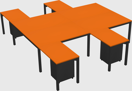 Shared l-shaped desk