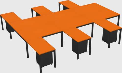 Shared l-shaped desk