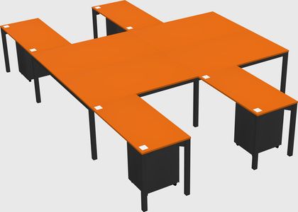 Shared l-shaped desk