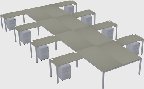 Shared l-shaped desk