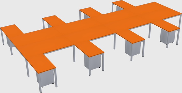 Shared l-shaped desk