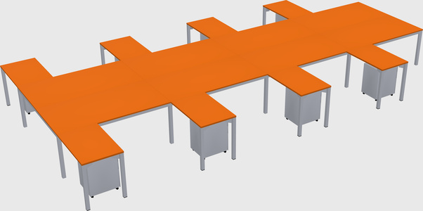 Shared l-shaped desk