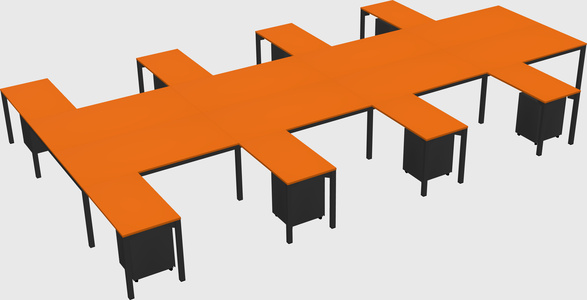 Shared l-shaped desk
