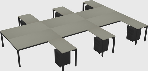 Shared l-shaped desk