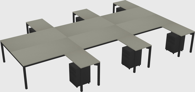 Shared l-shaped desk
