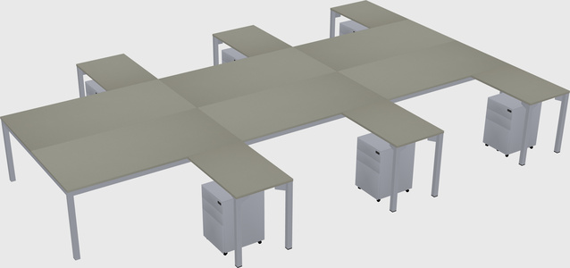 Shared l-shaped desk