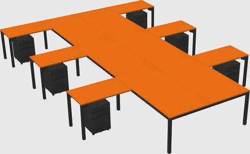 Shared l-shaped desk