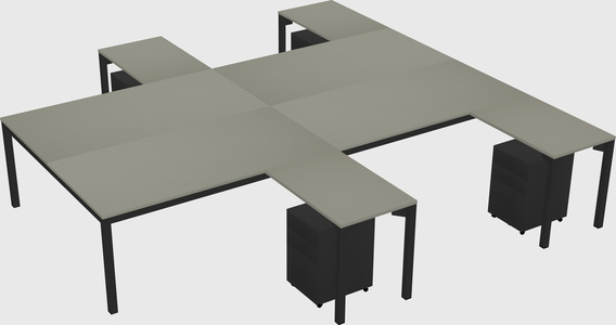 Shared l-shaped desk