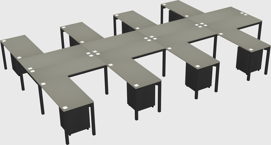 Shared l-shaped desk