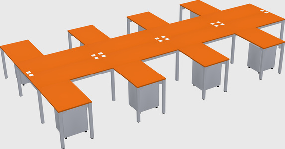 Shared l-shaped desk