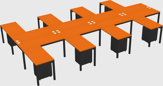 Shared l-shaped desk