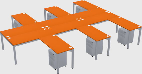 Shared l-shaped desk