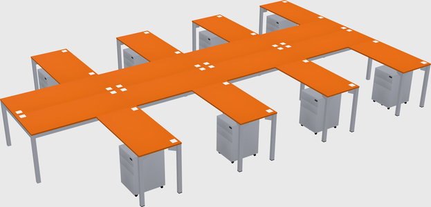 Shared l-shaped desk