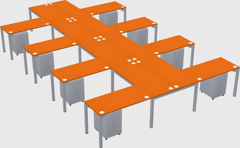 Shared l-shaped desk