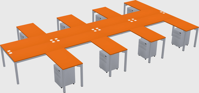 Shared l-shaped desk