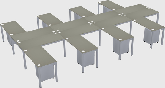 Shared l-shaped desk