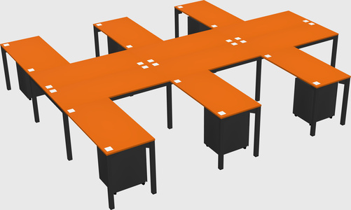 Shared l-shaped desk