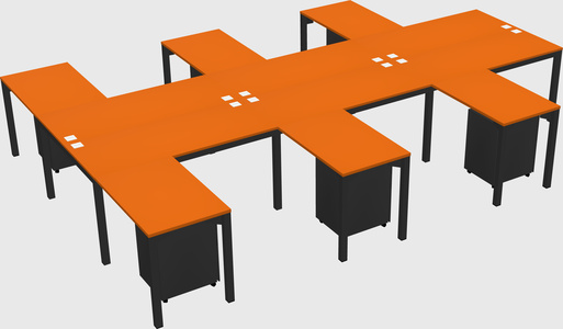 Shared l-shaped desk