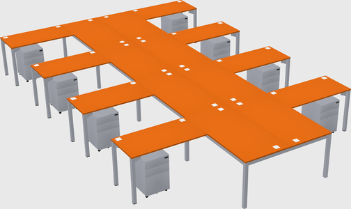 Shared l-shaped desk