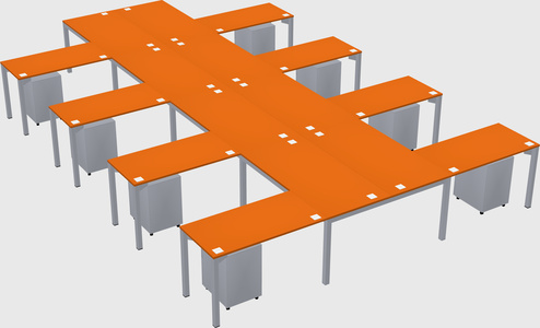 Shared l-shaped desk