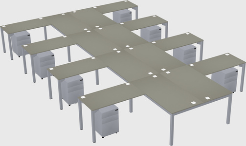 Shared l-shaped desk