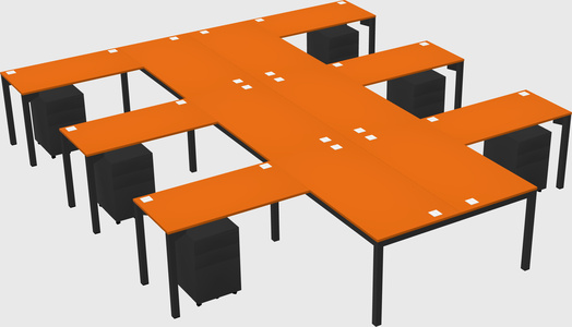 Shared l-shaped desk