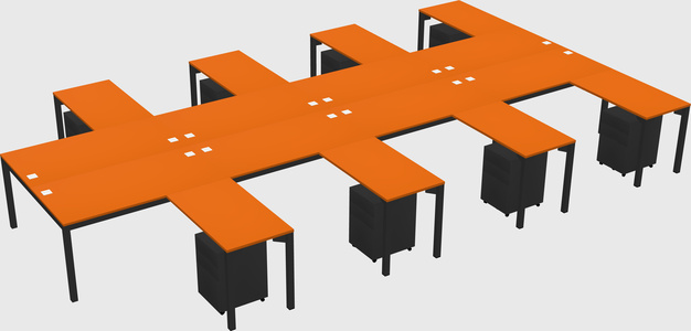 Shared l-shaped desk