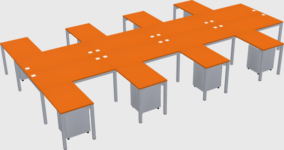 Shared l-shaped desk