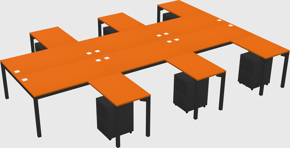 Shared l-shaped desk