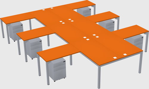 Shared l-shaped desk