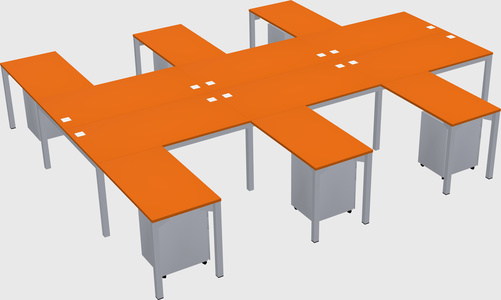 Shared l-shaped desk