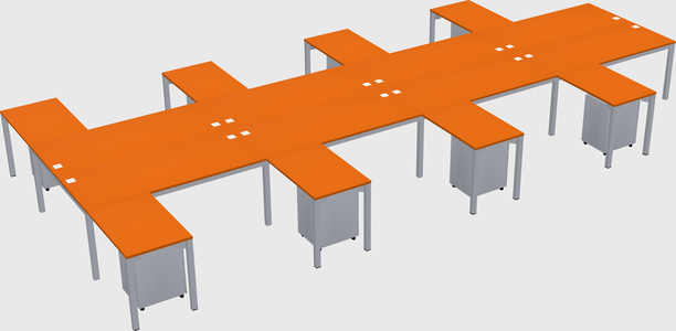 Shared l-shaped desk