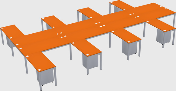 Shared l-shaped desk