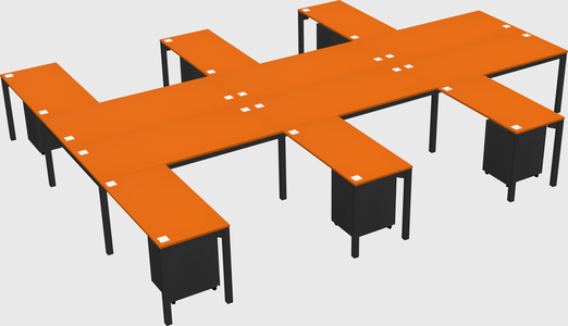 Shared l-shaped desk