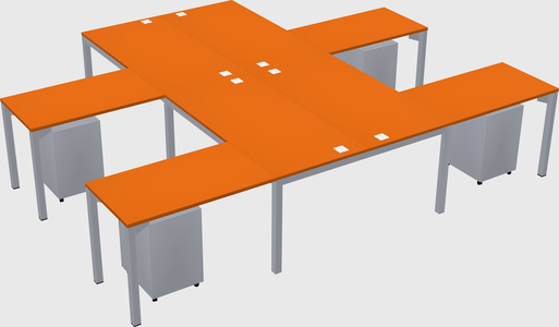 Shared l-shaped desk