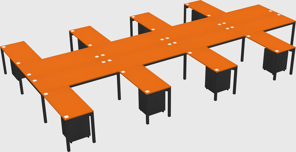 Shared l-shaped desk