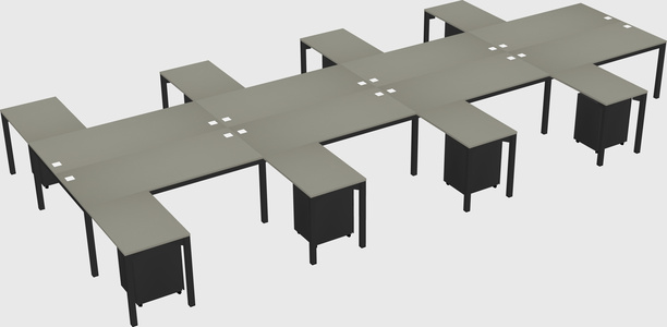 Shared l-shaped desk
