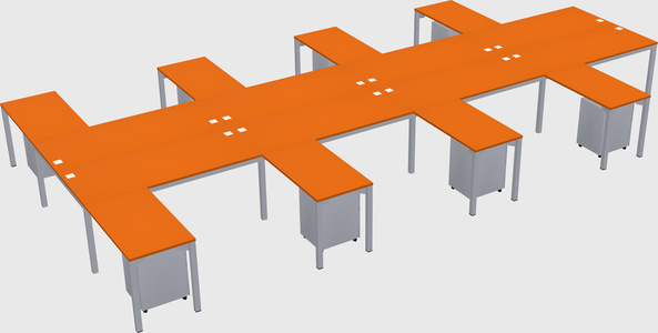Shared l-shaped desk