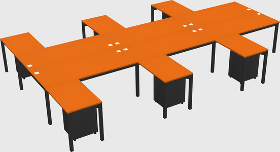 Shared l-shaped desk
