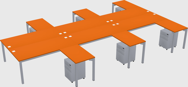Shared l-shaped desk