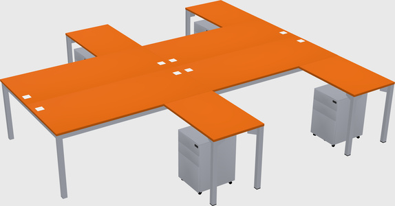 Shared l-shaped desk