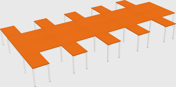 Shared l-shaped desk