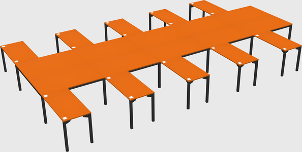 Shared l-shaped desk