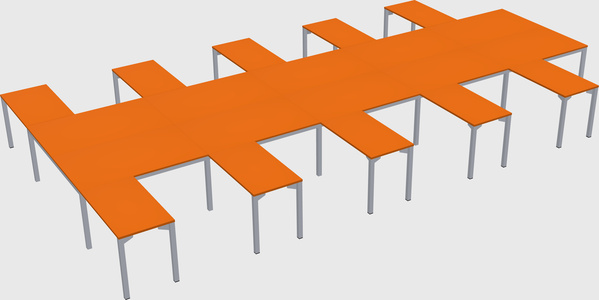 Shared l-shaped desk