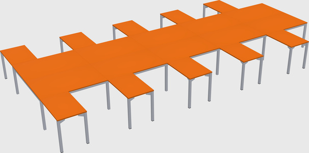 Shared l-shaped desk